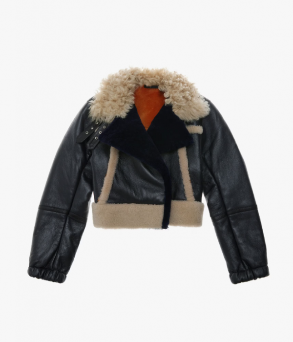 Jaket Aviator dengan Detail Ribbing